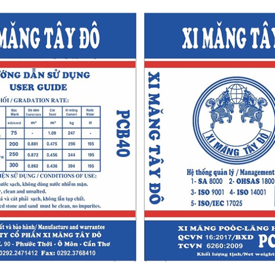 XI MĂNG BAO TÂY ĐÔ PCB40